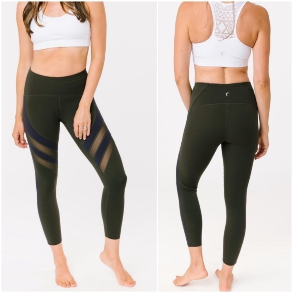 ZYIA Active Dark Olive Mesh Luxe 7/8 Leggings‎